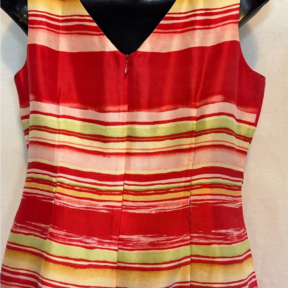 A-172 Jessica Howard‎ 100% Silk Striped Red and Yellow Sleeveless Dress Size 8P - Picture 10 of 14